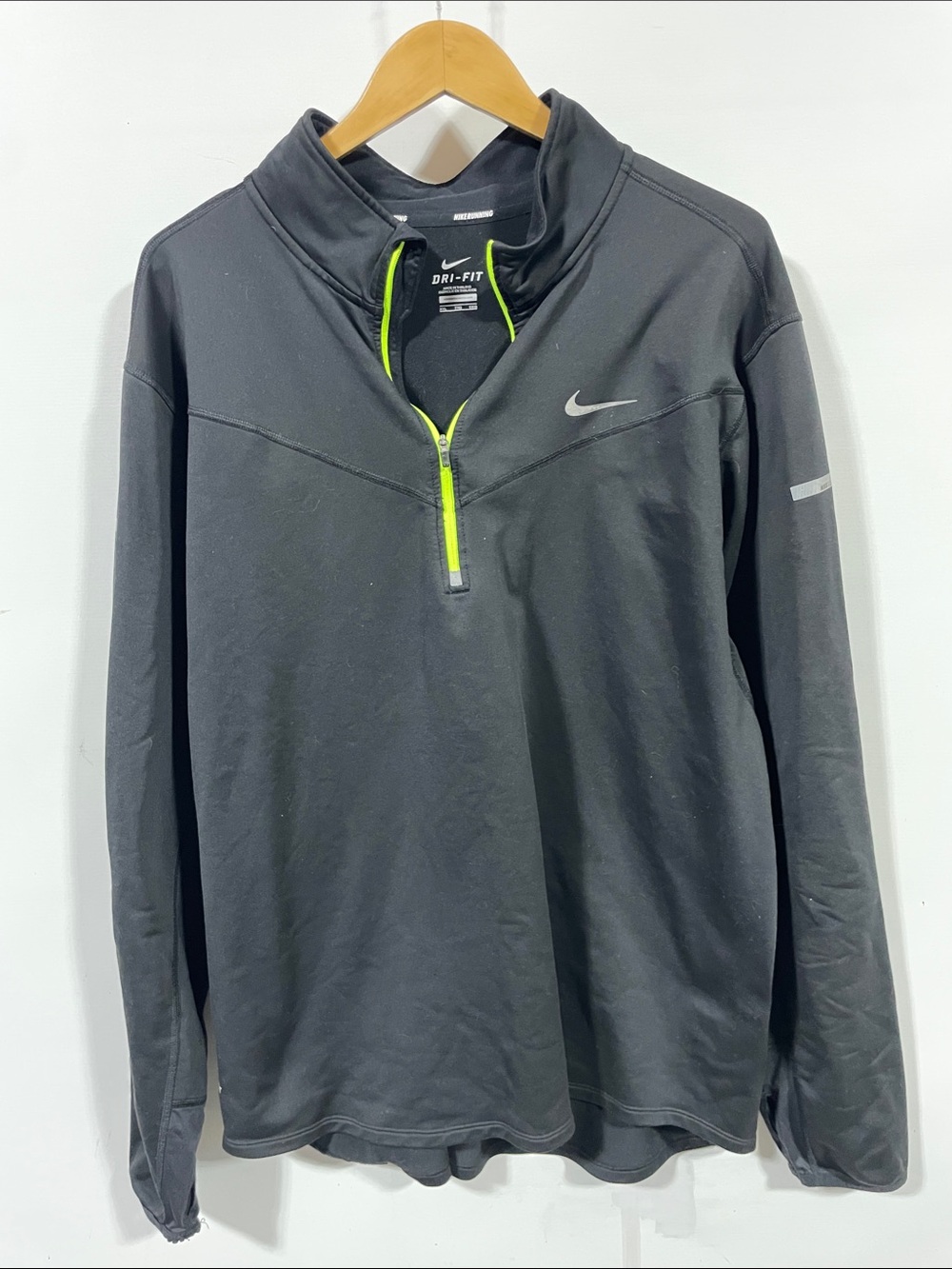 Nike Black Dri-FIT Quarter-Zip Pullover with Neon Yellow Trim